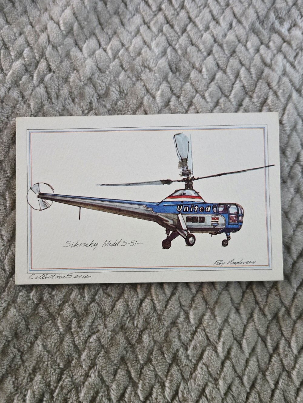 Vintage United Airlines Sikorsky S 51 Helicopter Postcard Aviation Collectible